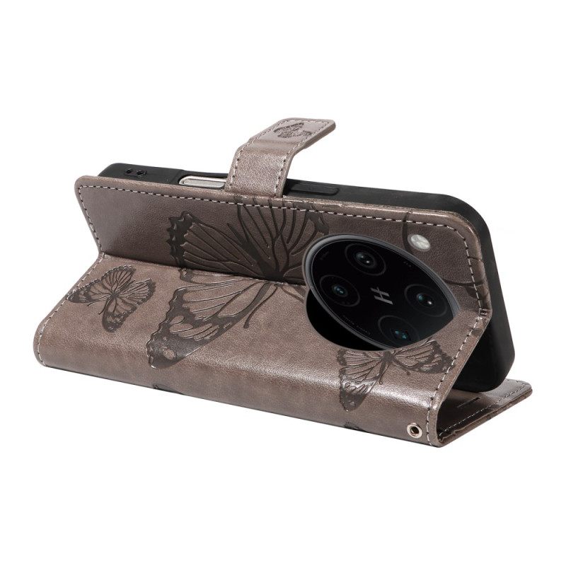 Nahkakotelo Oppo Find X8 Pro Jättiläisperhoset