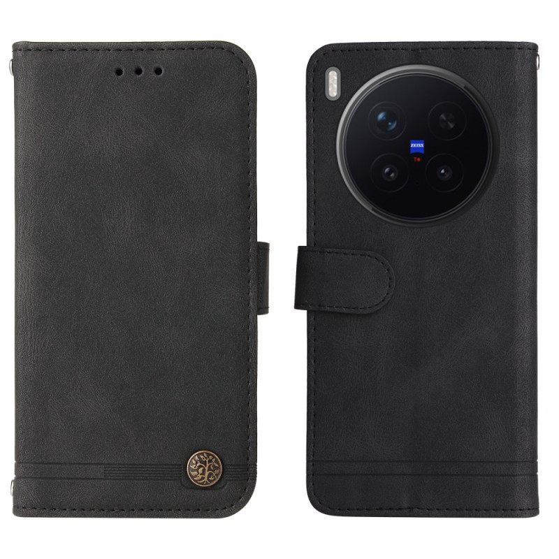 Nahkakotelo Vivo X300 Pro Mokkanahkakuviointi Niiteillä Suojakuori