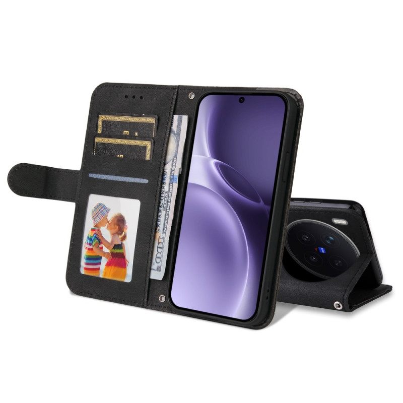 Nahkakotelo Vivo X300 Pro Mokkanahkakuviointi Niiteillä Suojakuori