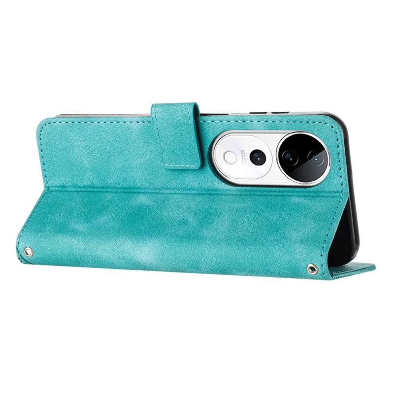 Nahkakotelo Vivo V40 5g Kolmiokuvioinen Ranneke