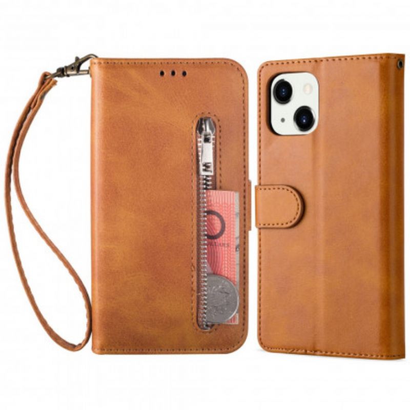Flip Case iPhone 13 Kukkaro Kaulanauhalla