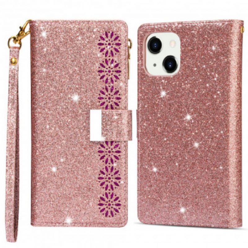 Kotelot iPhone 13 Lompakkokotelo Sequins Vetoketjullinen Lompakko