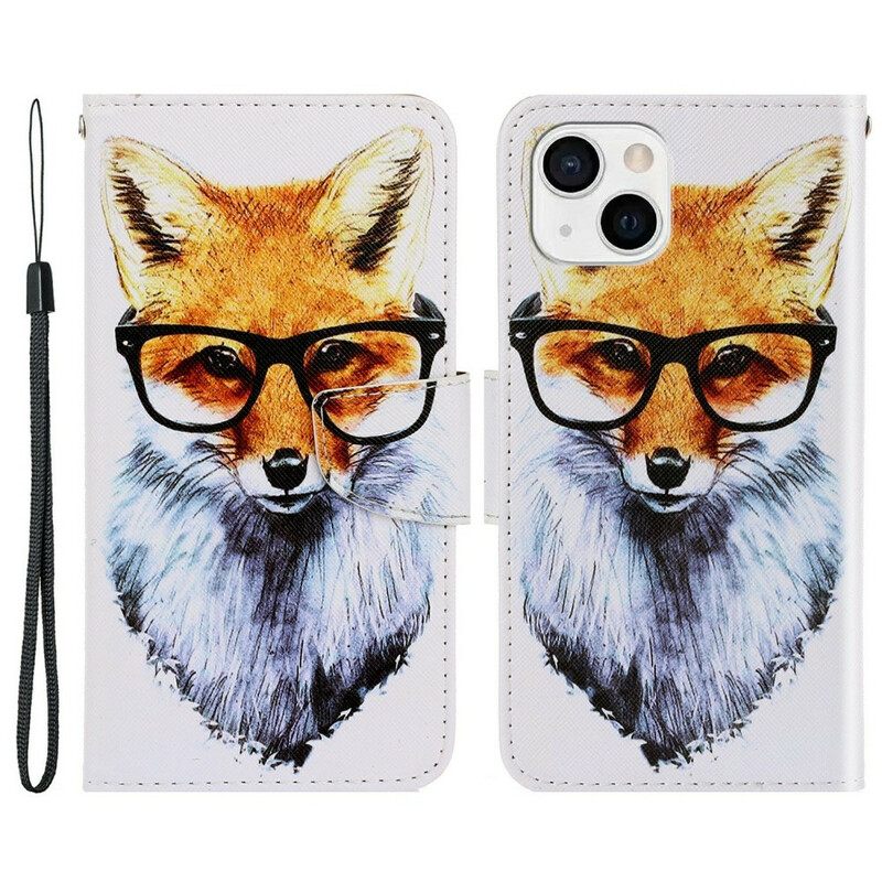 Kotelot iPhone 13 Suojaketju Kuori Brainy Fox Hihnassa
