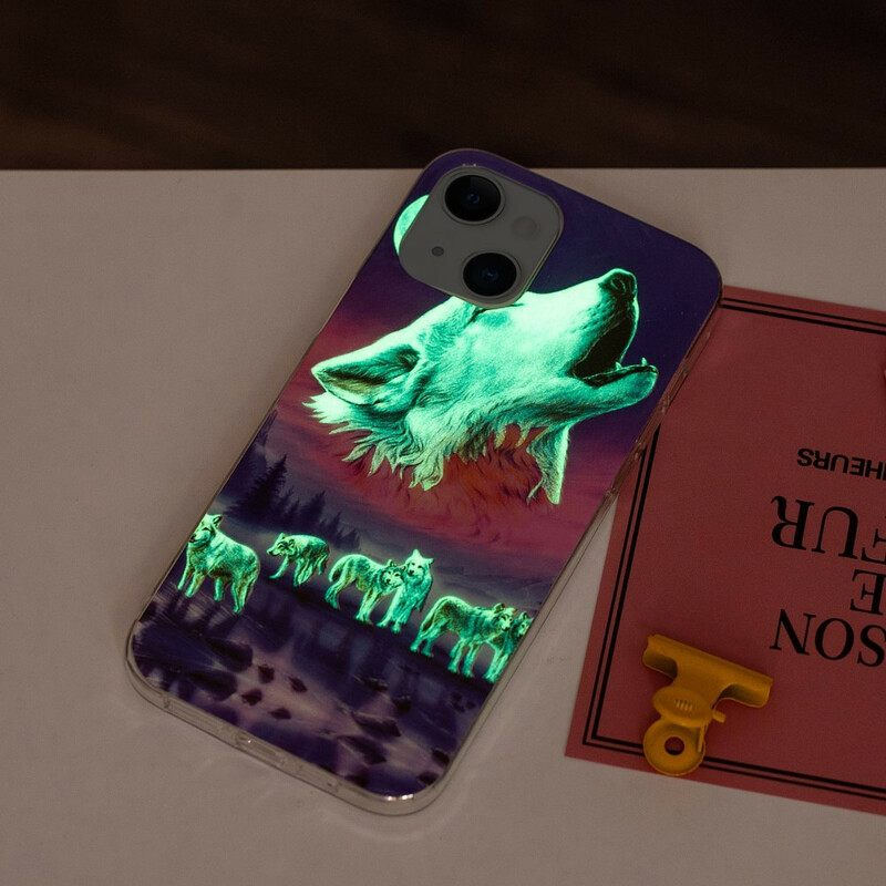 Kuori iPhone 13 Fluorescent Wolf Sarja