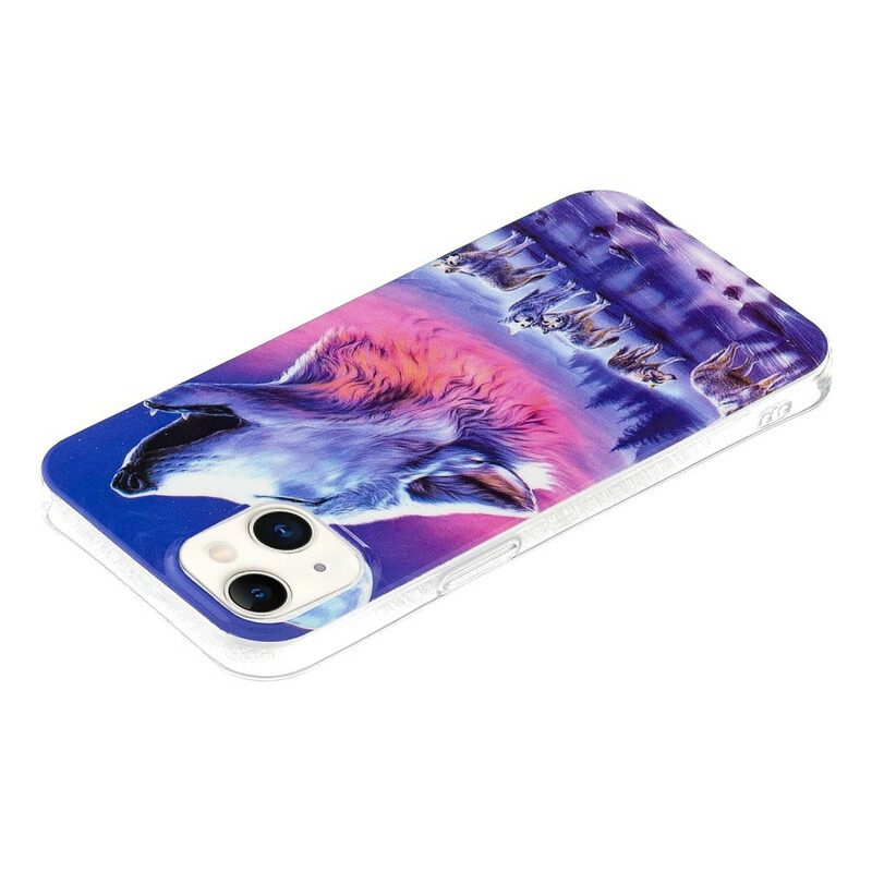 Kuori iPhone 13 Fluorescent Wolf Sarja