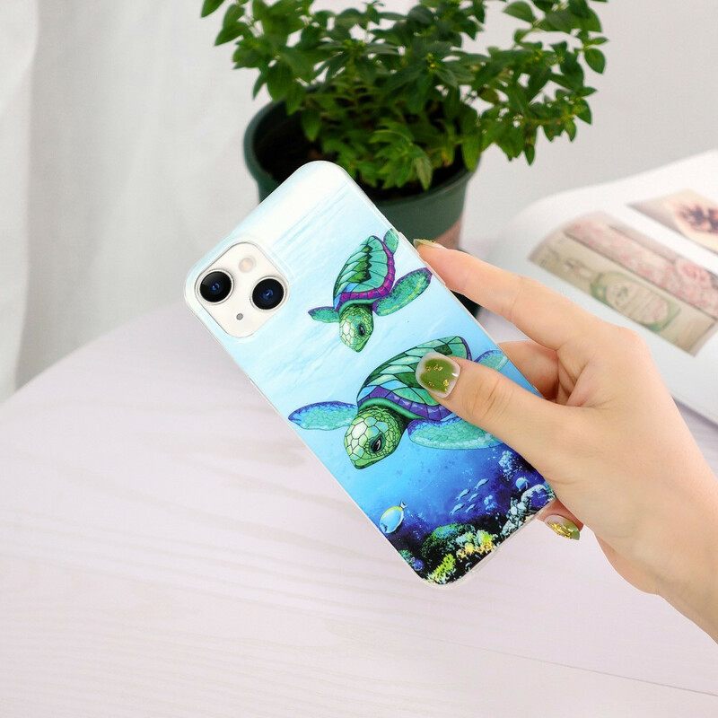 Kuori iPhone 13 Fluoresoivat Kilpikonnat