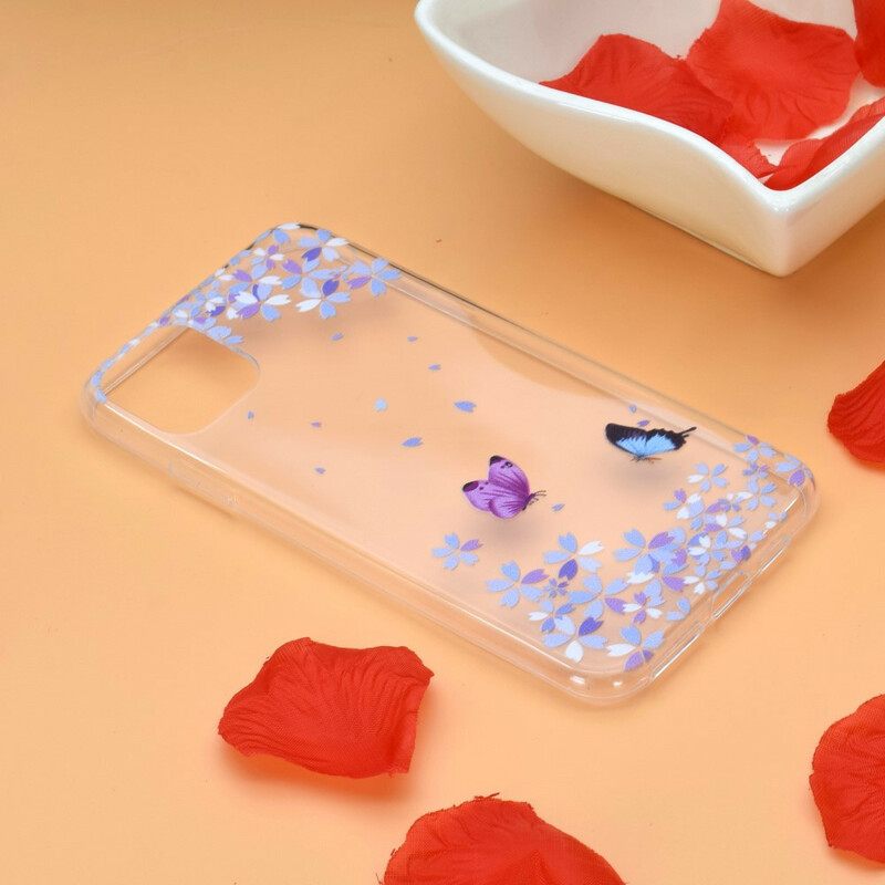 Kuori iPhone 13 Läpinäkyvät Perhoset Ja Kukat
