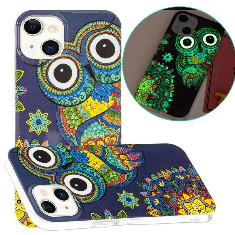Kuori iPhone 13 Owl Fluoresoiva Mandala