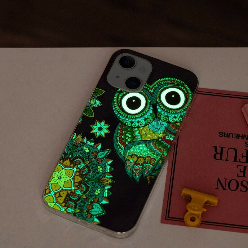 Kuori iPhone 13 Owl Fluoresoiva Mandala