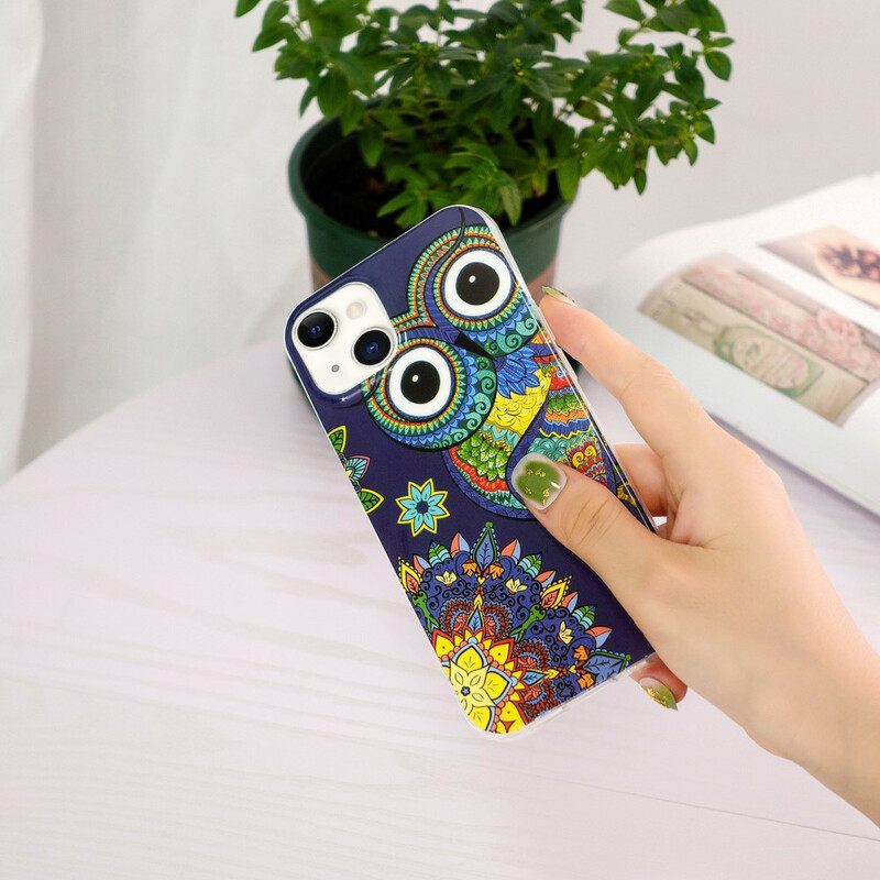 Kuori iPhone 13 Owl Fluoresoiva Mandala