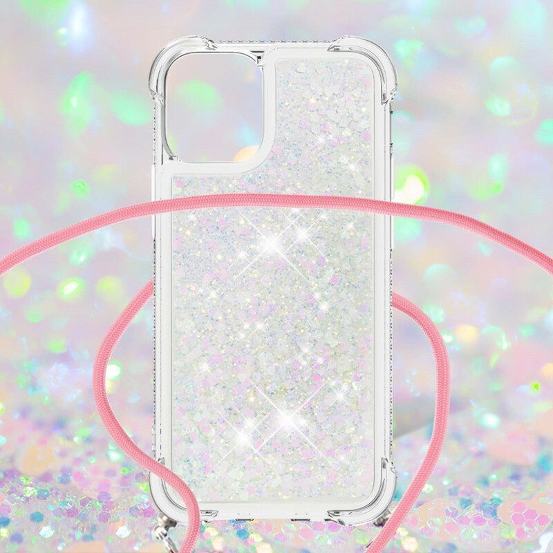 Kuori iPhone 13 Paljetteja Kiristysnyörillä