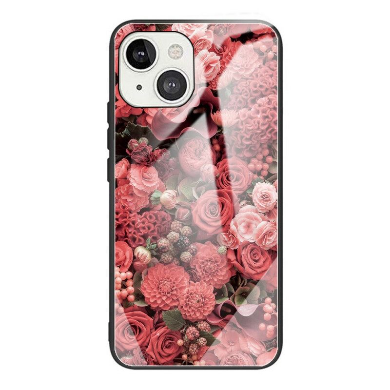 Kuori iPhone 13 Tempered Glass Rose Flowers