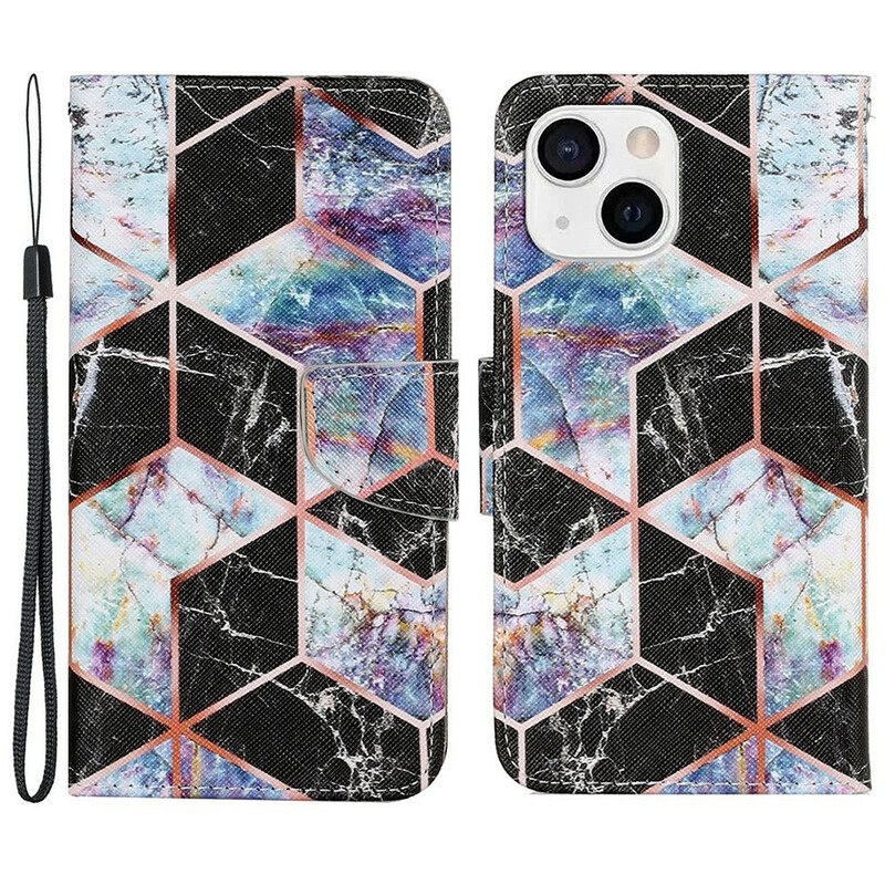Nahkakotelo iPhone 13 Geometric Marble Style