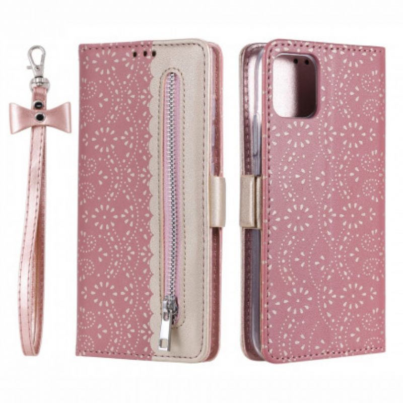 Nahkakotelo iPhone 13 Suojaketju Kuori Lace Strap Kolikkokukkaro