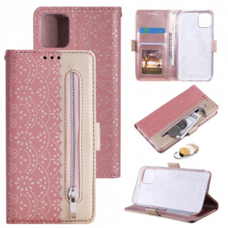 Nahkakotelo iPhone 13 Suojaketju Kuori Lace Strap Kolikkokukkaro