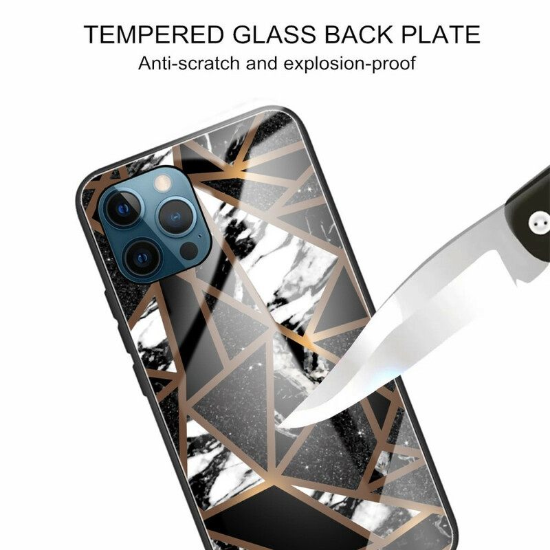 Case iPhone 13 Pro Max Karkaistu Lasimarmorigeometria