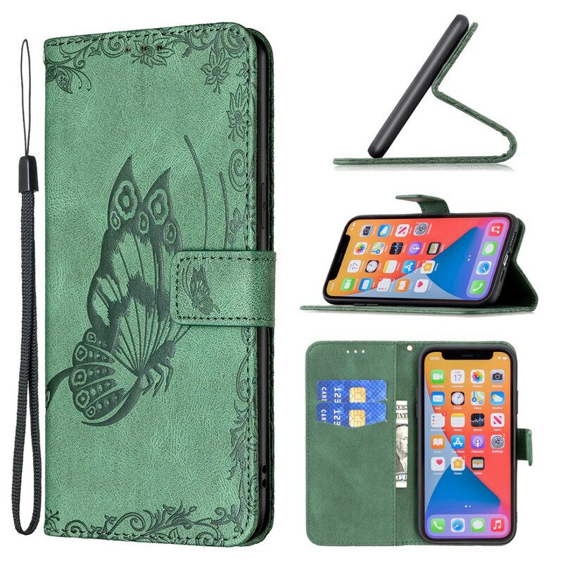 Flip Case iPhone 13 Pro Max Suojaketju Kuori Baroque Strappy Butterfly