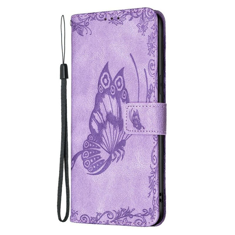 Flip Case iPhone 13 Pro Max Suojaketju Kuori Baroque Strappy Butterfly
