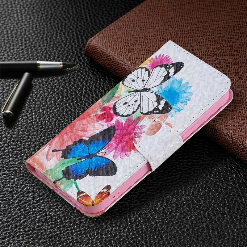 Kotelot iPhone 13 Pro Max Maalatut Perhoset Ja Kukat