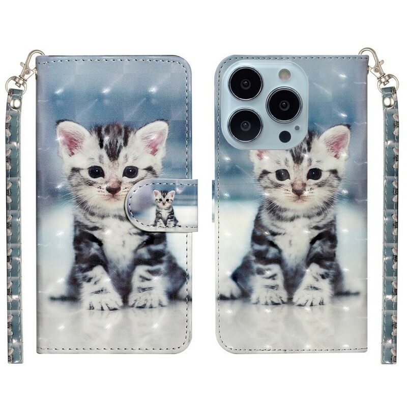 Kotelot iPhone 13 Pro Max Suojaketju Kuori Kitten Light Strap Kohdevalot