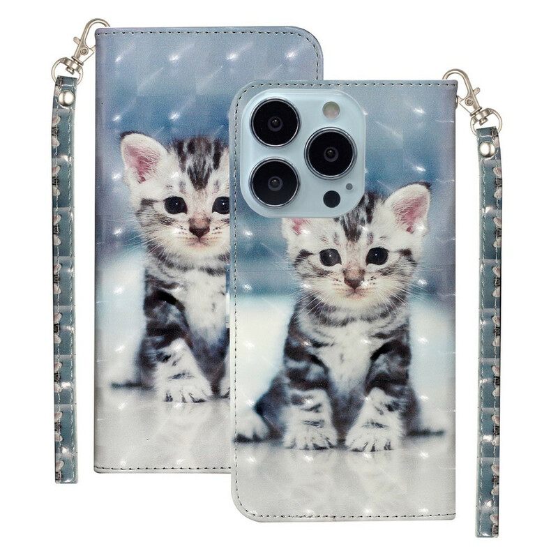 Kotelot iPhone 13 Pro Max Suojaketju Kuori Kitten Light Strap Kohdevalot