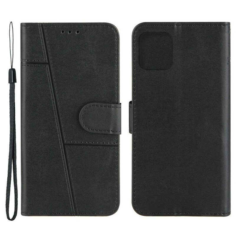 Kotelot iPhone 13 Pro Max Suojaketju Kuori Leather Effect Geo Strappy