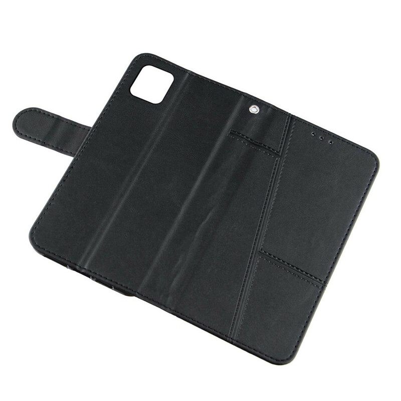 Kotelot iPhone 13 Pro Max Suojaketju Kuori Leather Effect Geo Strappy
