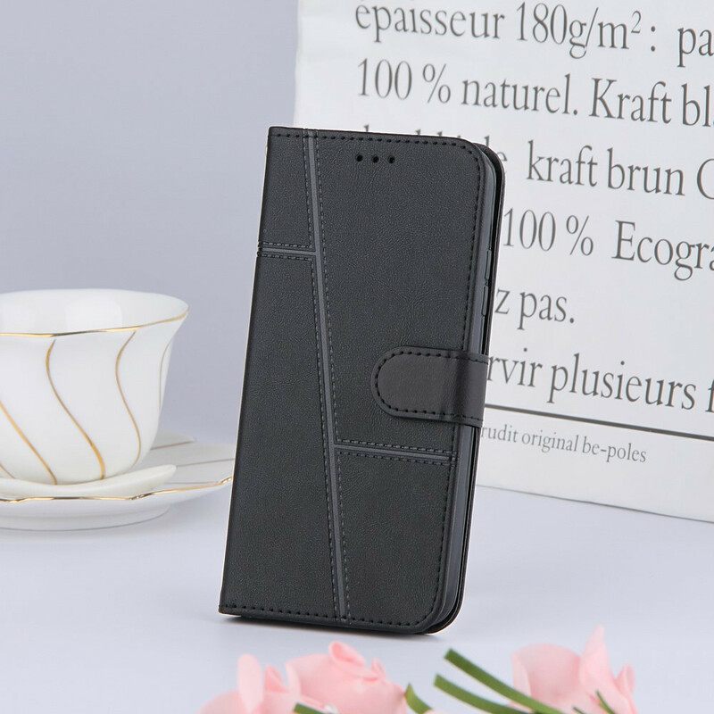 Kotelot iPhone 13 Pro Max Suojaketju Kuori Leather Effect Geo Strappy