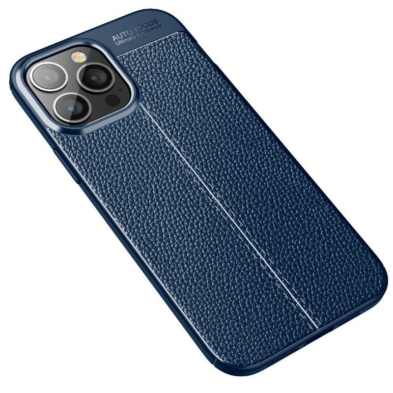 Kuori iPhone 13 Pro Max Double Line Litchi Leather Effect