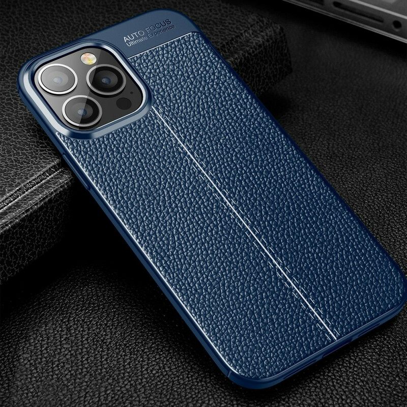 Kuori iPhone 13 Pro Max Double Line Litchi Leather Effect
