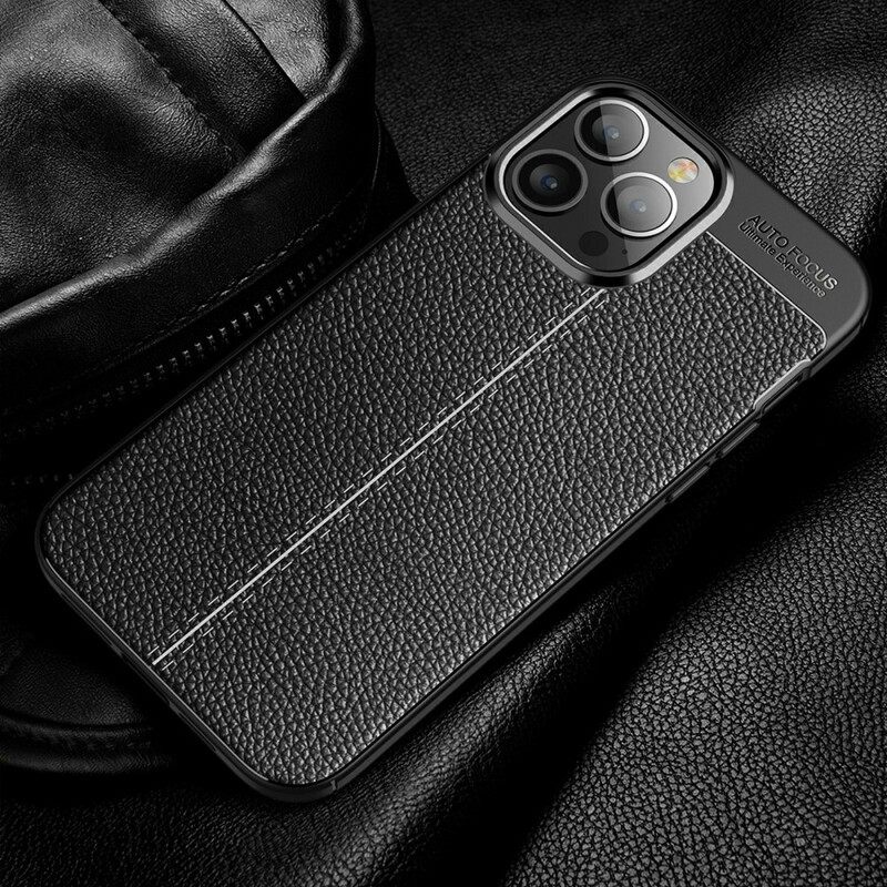 Kuori iPhone 13 Pro Max Double Line Litchi Leather Effect