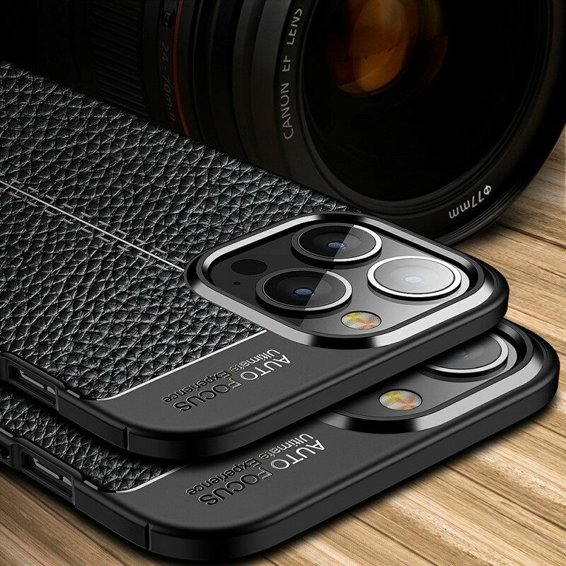 Kuori iPhone 13 Pro Max Double Line Litchi Leather Effect