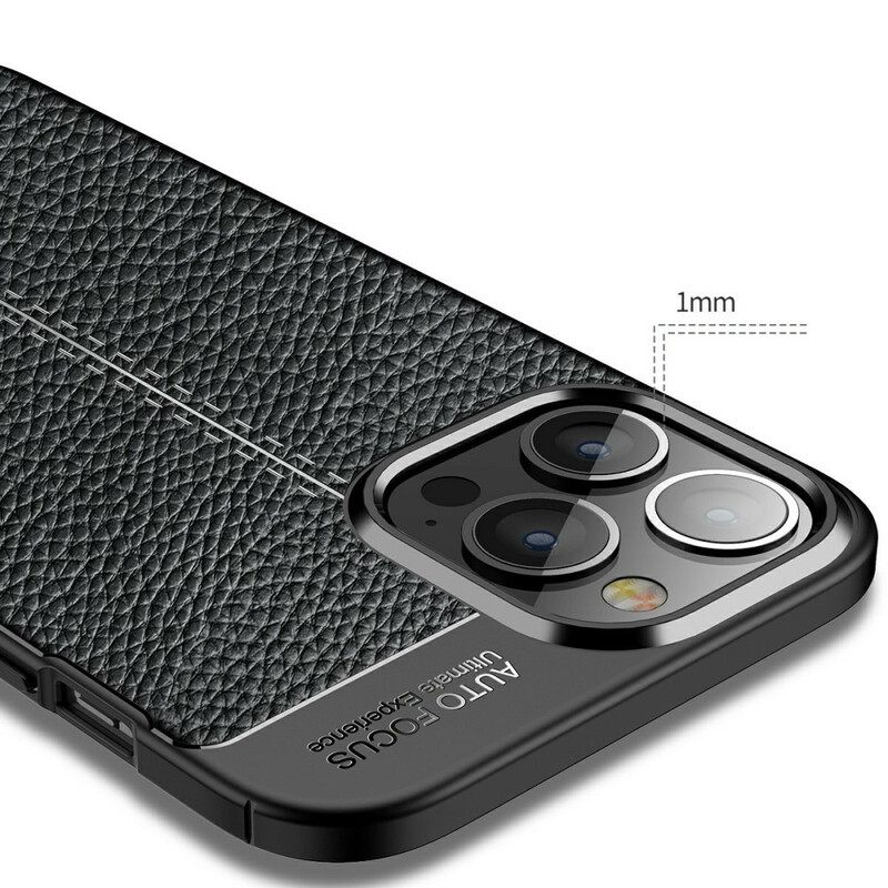 Kuori iPhone 13 Pro Max Double Line Litchi Leather Effect