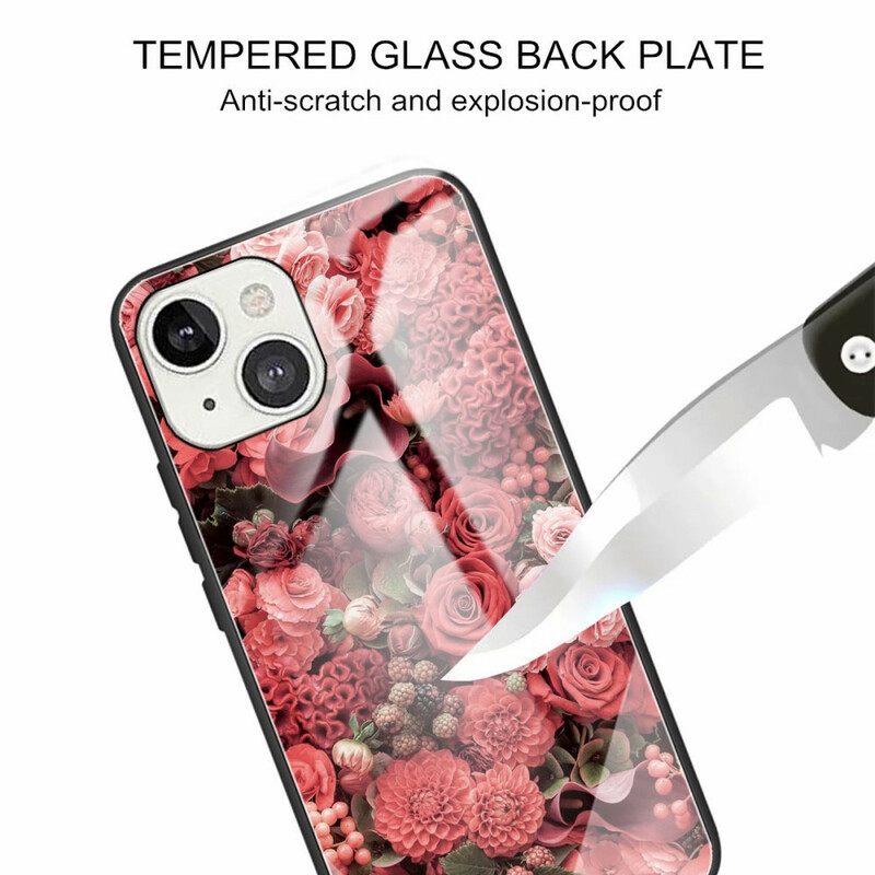 Kuori iPhone 13 Pro Max Tempered Glass Rose Flowers