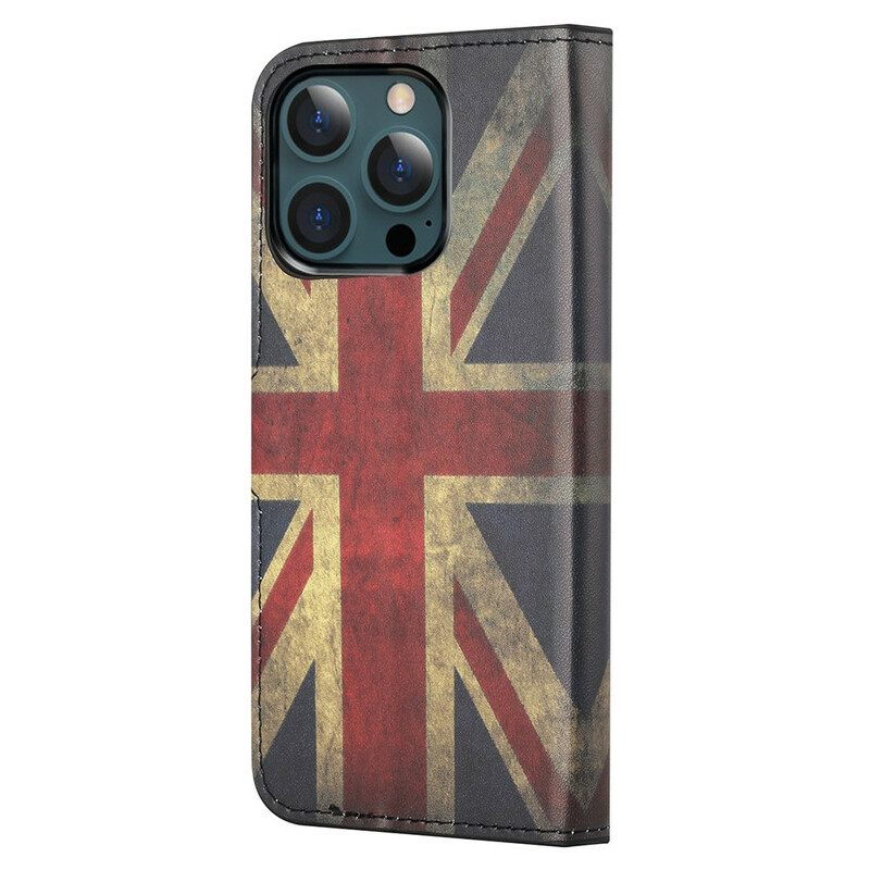 Nahkakotelo iPhone 13 Pro Max Englannin Lippu