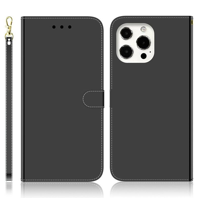 Nahkakotelo iPhone 13 Pro Max Keinonahkainen Peilin Kansi