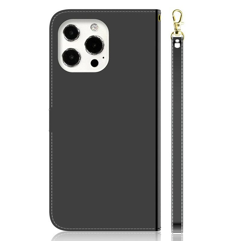 Nahkakotelo iPhone 13 Pro Max Keinonahkainen Peilin Kansi