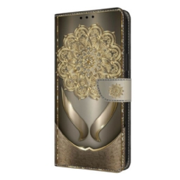 Kotelot Samsung Galaxy S26 Plus Kiiltävät Kultaiset Kukat