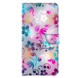 Nahkakotelo Samsung Galaxy S26 Plus Käsintehdyt Kukat