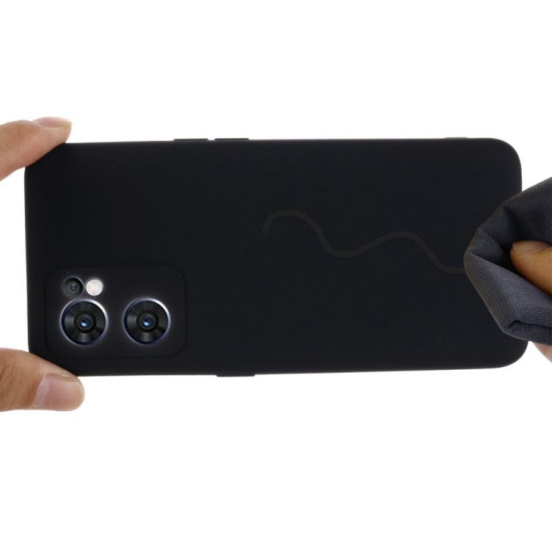Case Oppo Find X5 Lite Nestemäinen Silikoni Kaulanauhalla