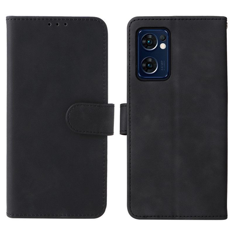 Flip Case Oppo Find X5 Lite Suojaketju Kuori Plain Leather Effect Strappy