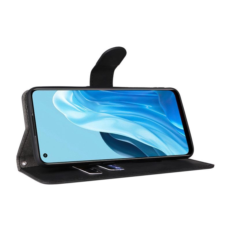 Flip Case Oppo Find X5 Lite Suojaketju Kuori Plain Leather Effect Strappy