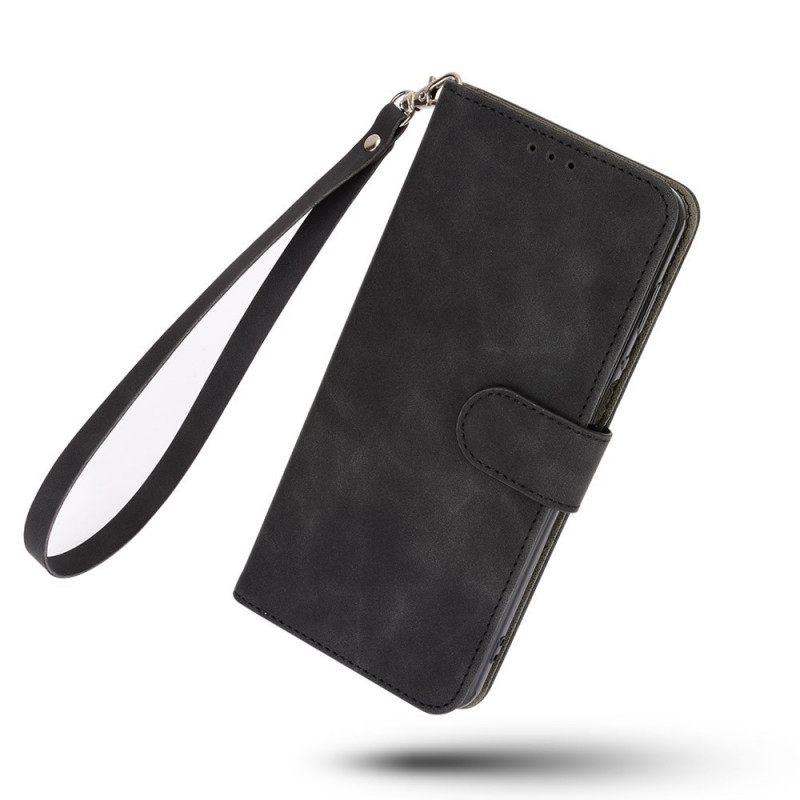 Flip Case Oppo Find X5 Lite Suojaketju Kuori Plain Leather Effect Strappy