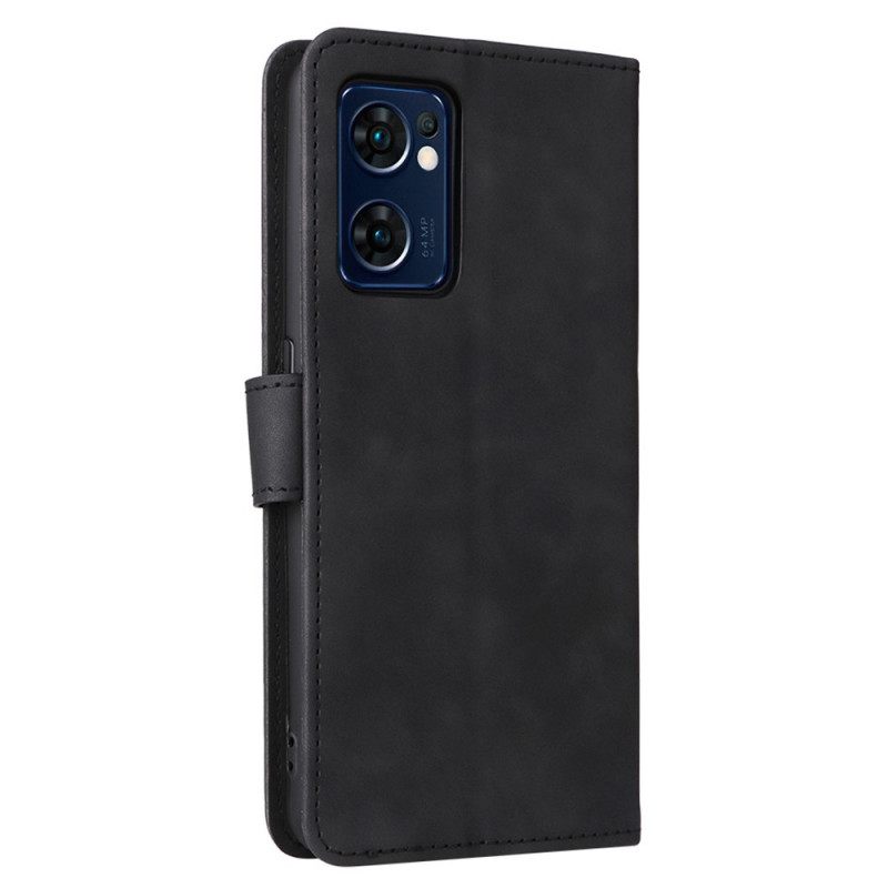 Flip Case Oppo Find X5 Lite Suojaketju Kuori Plain Leather Effect Strappy