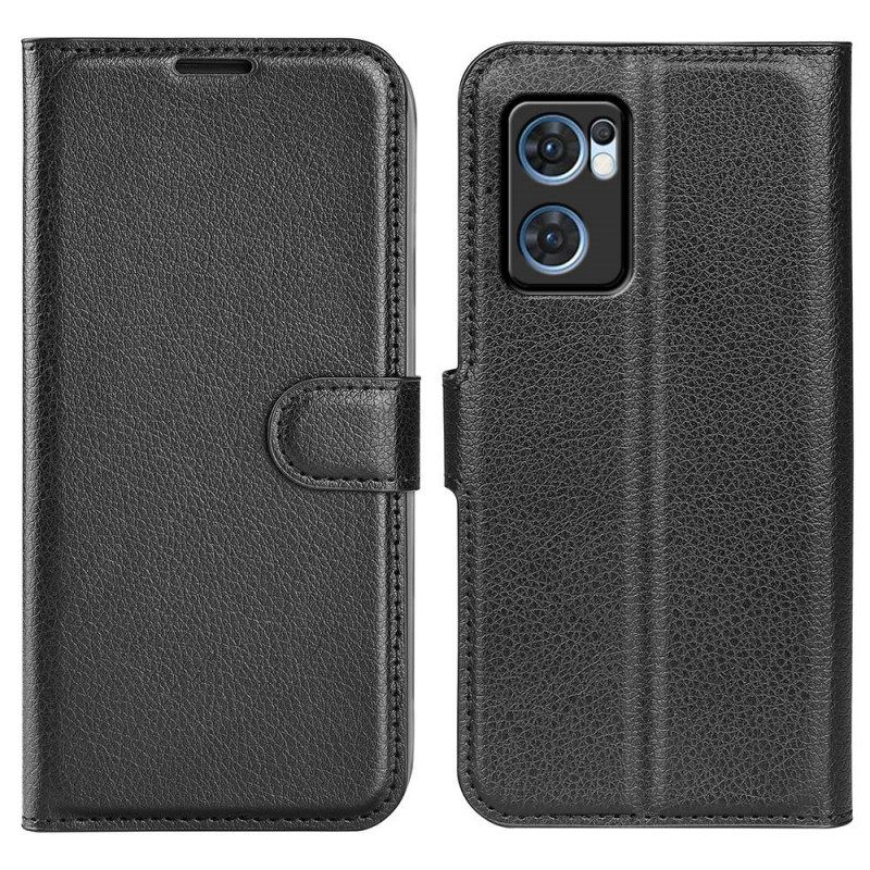 Kotelot Oppo Find X5 Lite Classic Litchi Faux Leather