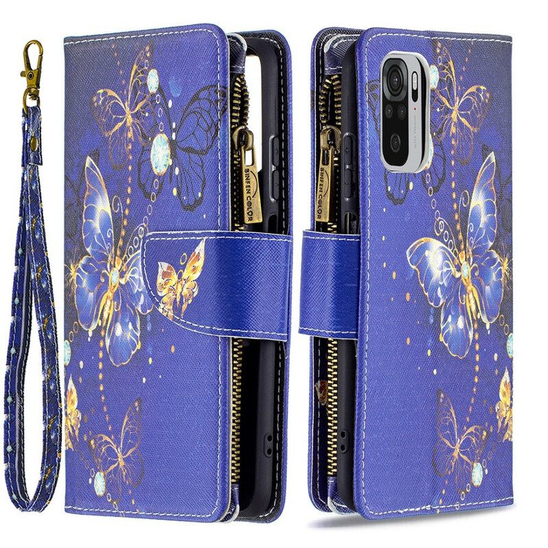 Kotelot Xiaomi Redmi Note 10 / 10S Butterflies Vetoketjullinen Tasku