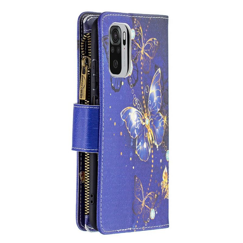 Kotelot Xiaomi Redmi Note 10 / 10S Butterflies Vetoketjullinen Tasku