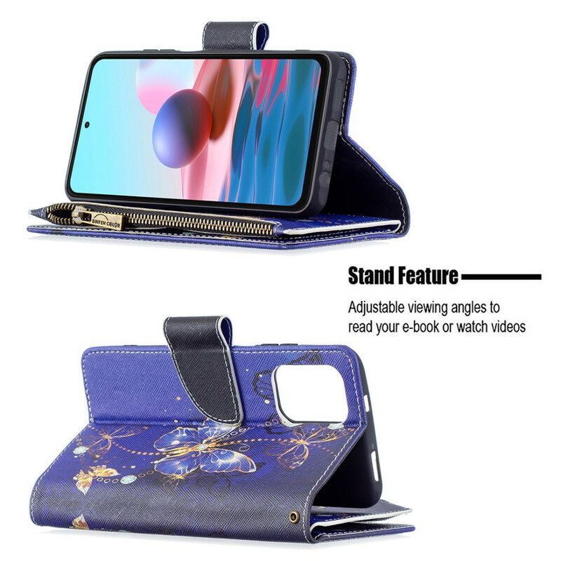 Kotelot Xiaomi Redmi Note 10 / 10S Butterflies Vetoketjullinen Tasku