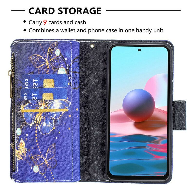 Kotelot Xiaomi Redmi Note 10 / 10S Butterflies Vetoketjullinen Tasku