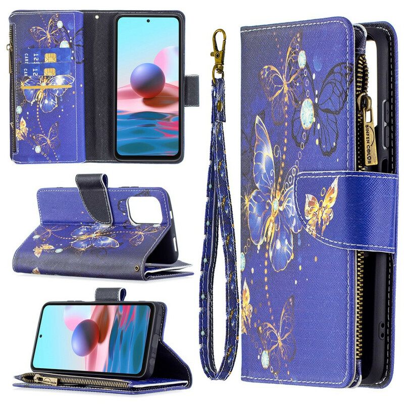 Kotelot Xiaomi Redmi Note 10 / 10S Butterflies Vetoketjullinen Tasku